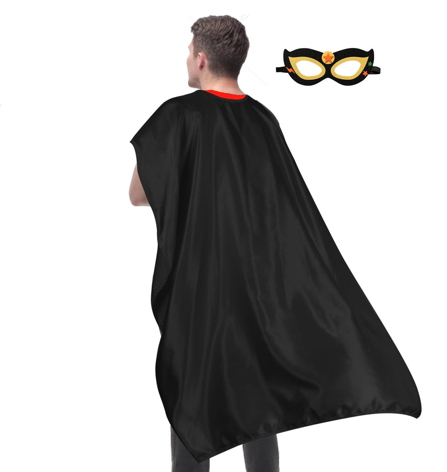 D.Q.Z Adult Super hero Capes and Mask for Women Men Superhero Costume Halloween Vampire Dress Up Party Favor (Black)