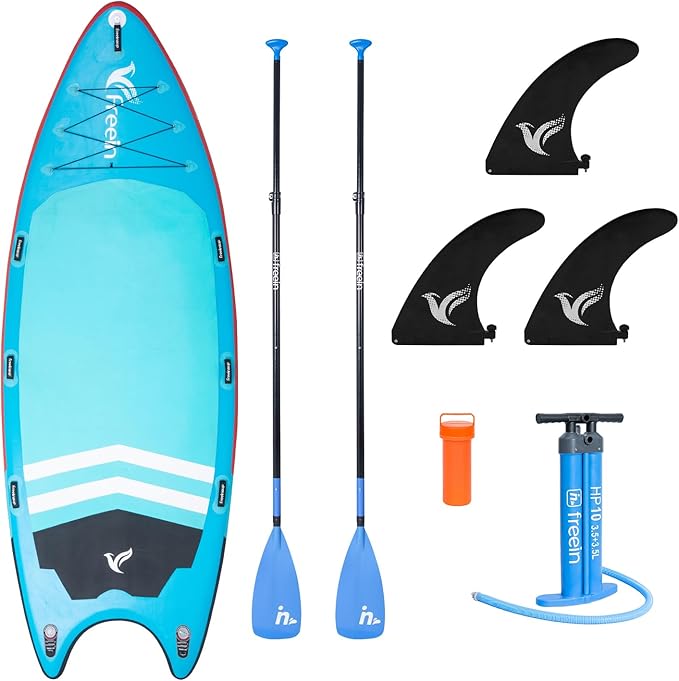 Freein 14’/15’/16’ Inflatable Team SUP, Extra Large Stand Up Paddle Board for Multi Person, Dual-action Hand Pump, Adjusta...