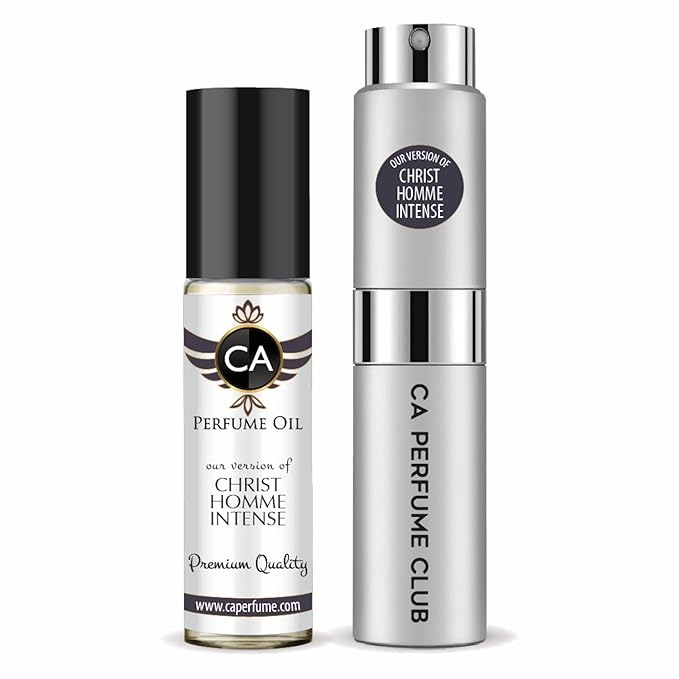 CA Perfume Duo Impression of Homme Intense For Men Perfume Layering Set Mens Cologne Long Lasting Travel Size EDP + Body Oil Roll-On Bottle 0.27 Fl Oz+0.33 Fl Oz
