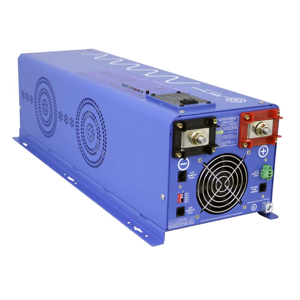 Aims Power Picoglf60W24V240Vs 24 Volt Pure Sine Inverter Charger, 6000 Watt Low Frequency Inverter 110/220Vac Split Phase, 18000