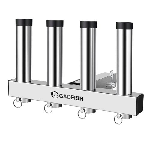 Stainless Steel Hitch Fishing Rod Holder, GADFISH Hitch Mount Rod Holder, 4 Link Tube for 2" Hitch Receivers with Quick Release Pin,Truck Adjustment Fishing Rod Rack, Fishing Pole Holder