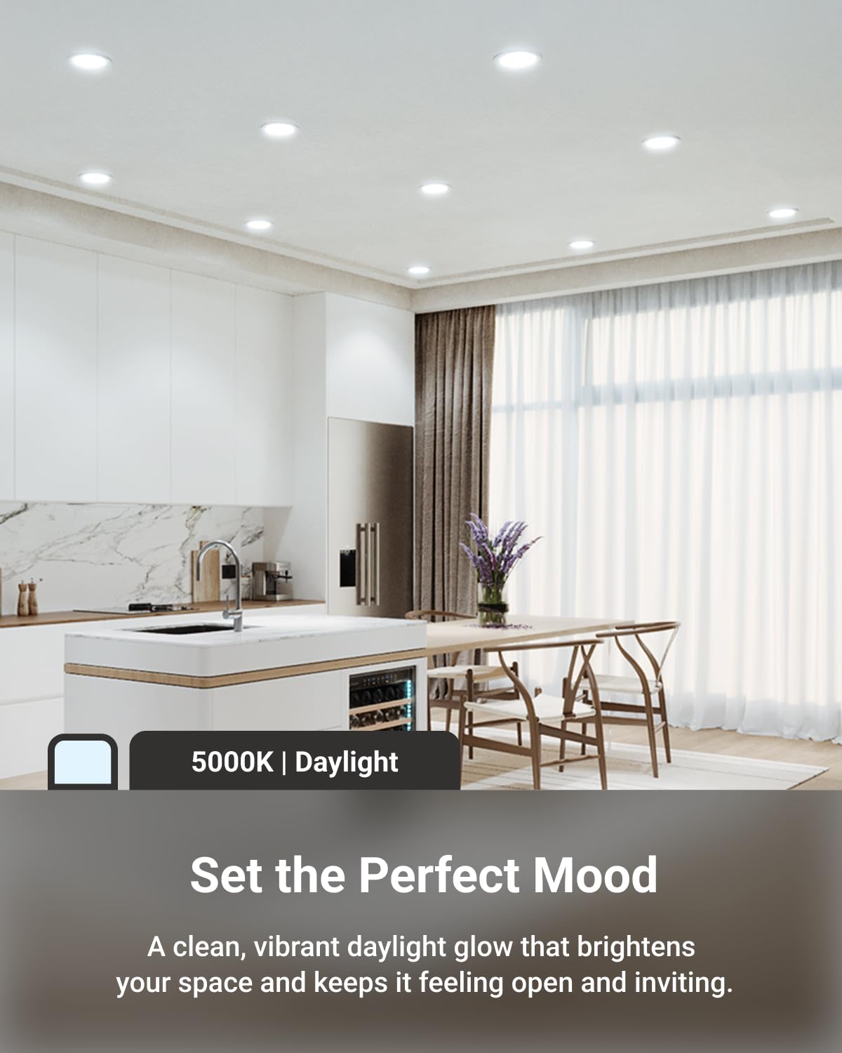 Sunco Lighting - 6 Pack 6 Inch Ultra Thin LED Recessed Ceiling Lights, 5000K Daylight, Dimmable, 14W, Wafer Thin, Canless with Junction Box.