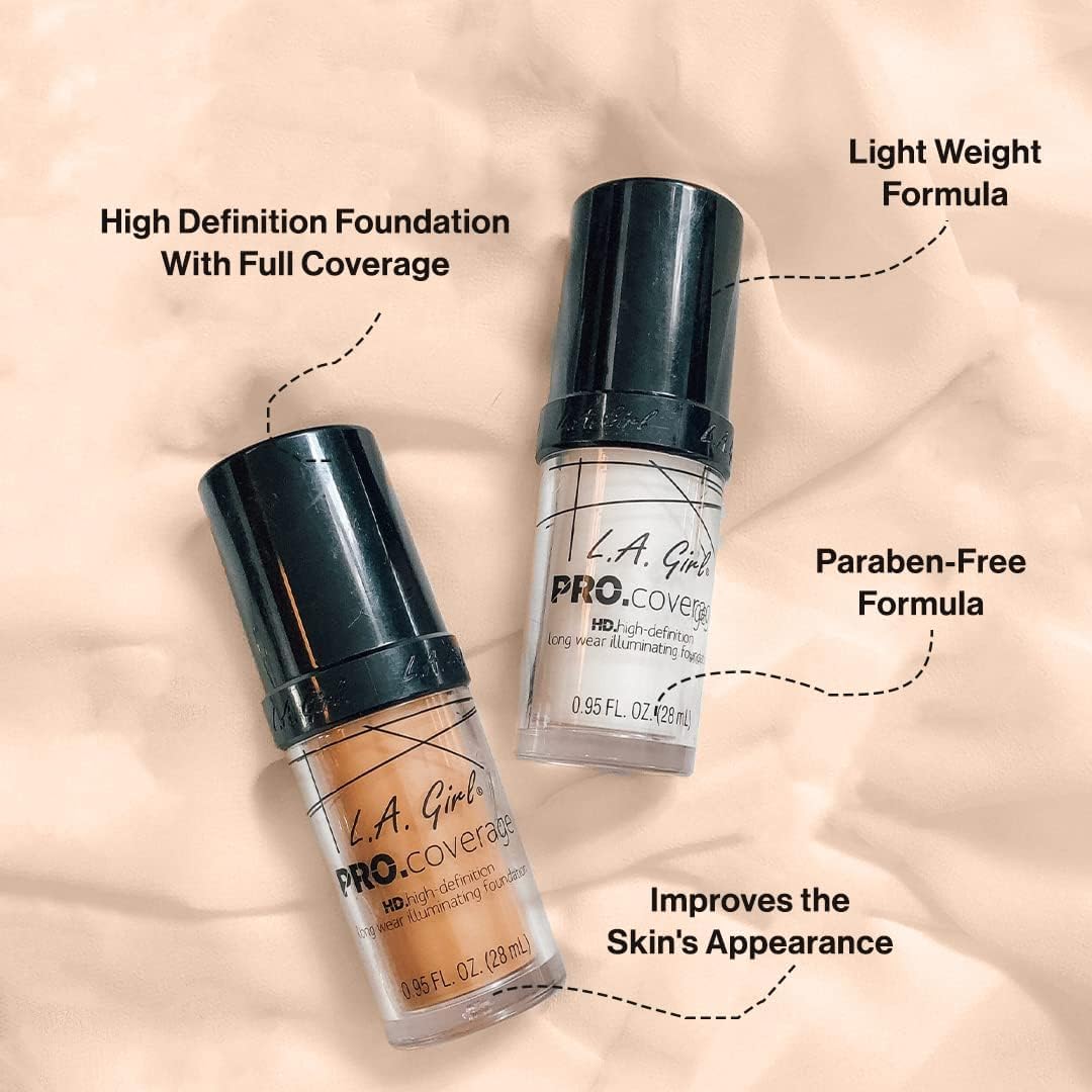 L.A. Girl Pro Coverage Liquid Foundation, Soft Honey, 0.95 Fl Oz