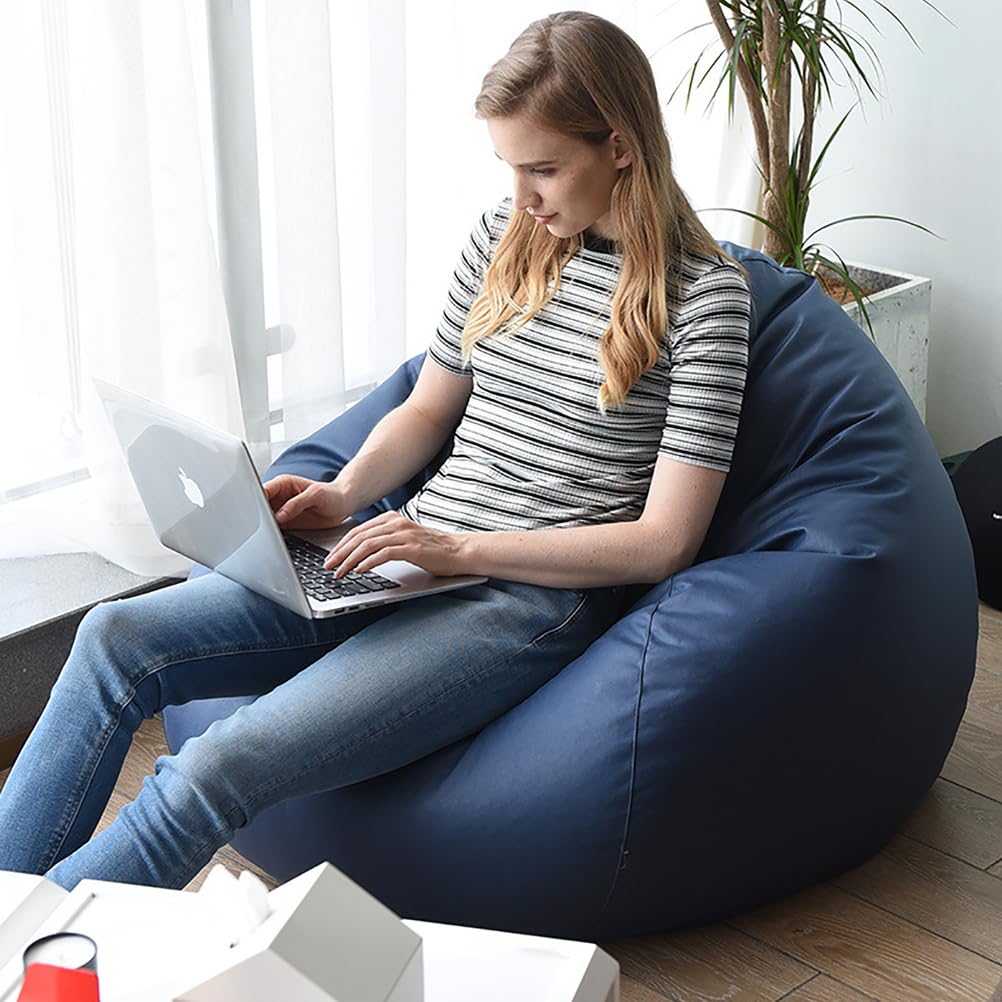 JnyDydm Kids' Bean Bag Chairs Cover Waterproof Technology Cloth Beanbag Case (No Beans) Sofa Lazy Sack for Kids, Adults, Couples - Bean Bag Chair,Blue,100 * 120cm