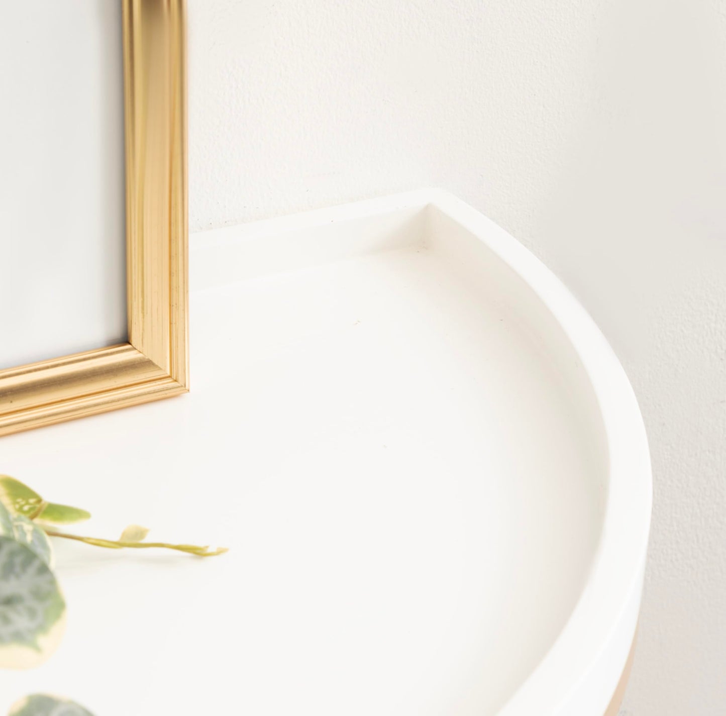 Kate and Laurel Dorrah Modern Round Console Table; 28 x 14 x 30; White and Gold; Glam Half-Circle Entryway Table for Storage; Organization; and Display