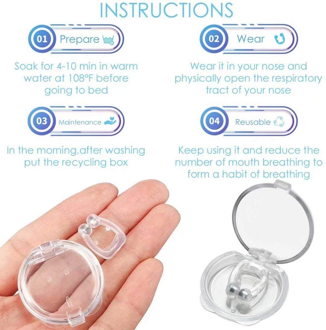 2025 Anti Snore Clip, Magnetic Nose Clip,Silicone Anti Snoring Device for Better Sleep Quality, Comfortable & Professional Snoring Solution Sleeping Aid for Men Women, Snore Stop - 4 Pack