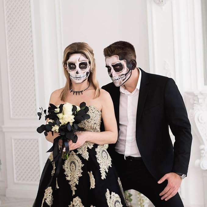 Bowitzki Face and Body Paint 2oz Cream Makeup 60ml Water Based Face Painting Special Effects For Adults Children Kids Halloween Christmas Party Stage Cosplay (Black+White)
