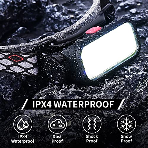 Headlamp Rechargeable, 1500 Lumens Wide Beam Led Headlamp, Lightweight Hard Hat Light, 4 Modes Lightbar Head lamp, Outdoor...