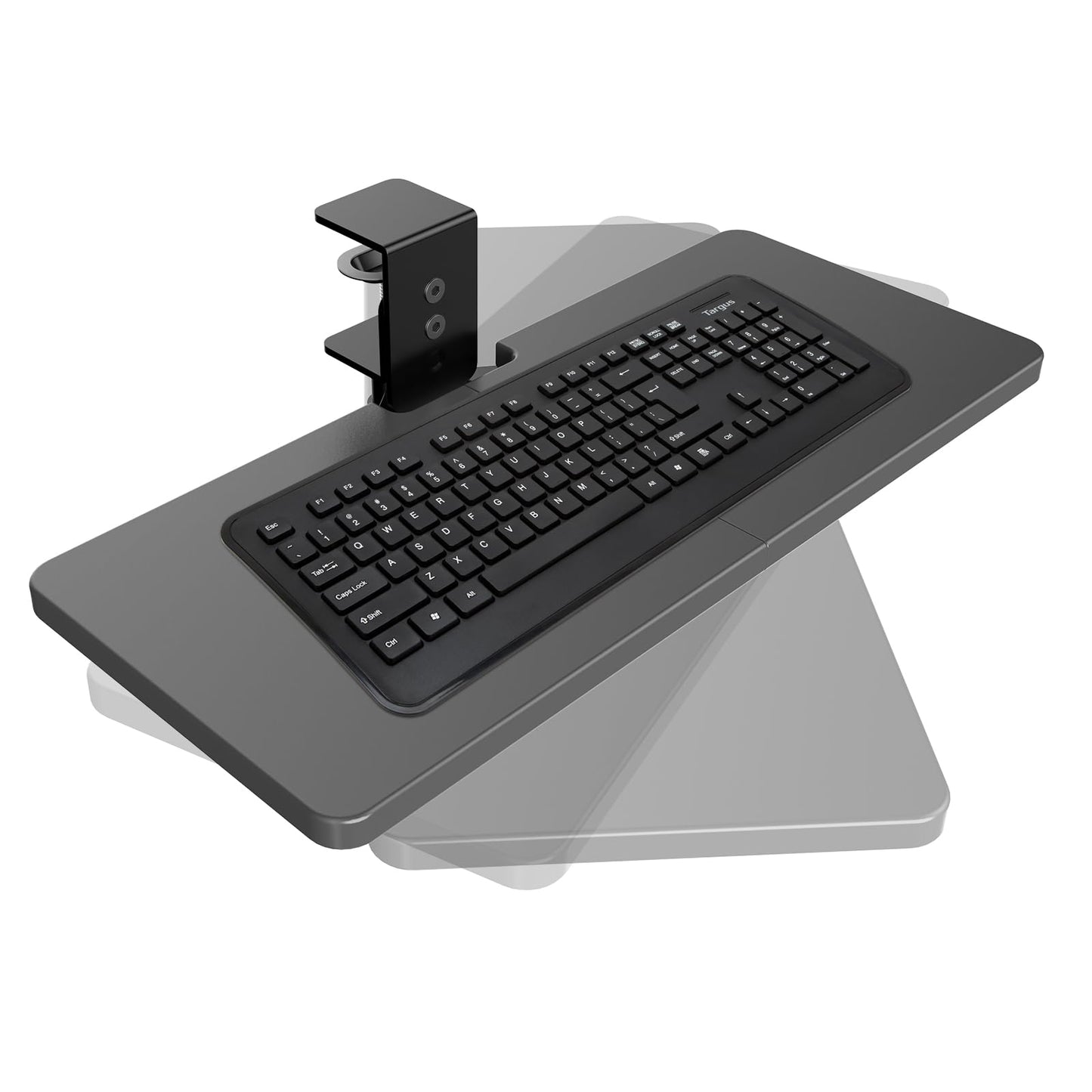 Large Under Desk Rotatable Computer Keyboard and Mouse Tray, Extra Sturdy Desk Swivel Clamp, Ergonomic Keyboard & Mouse Tray for Typing in Home, Office Work, 23 x 10 Inch - Black