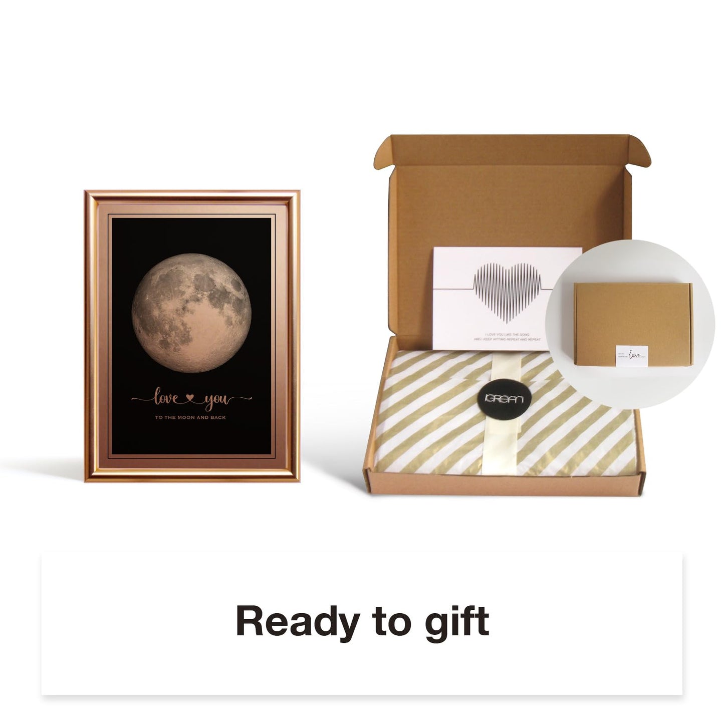 I Love You to the Moon and Back - Bronze Moon Print in Frame, Great Gift for Special Occasion, Engagement Gift, Wedding Gift, Anniversary Gift, Valentines 's Day Christmas Gift