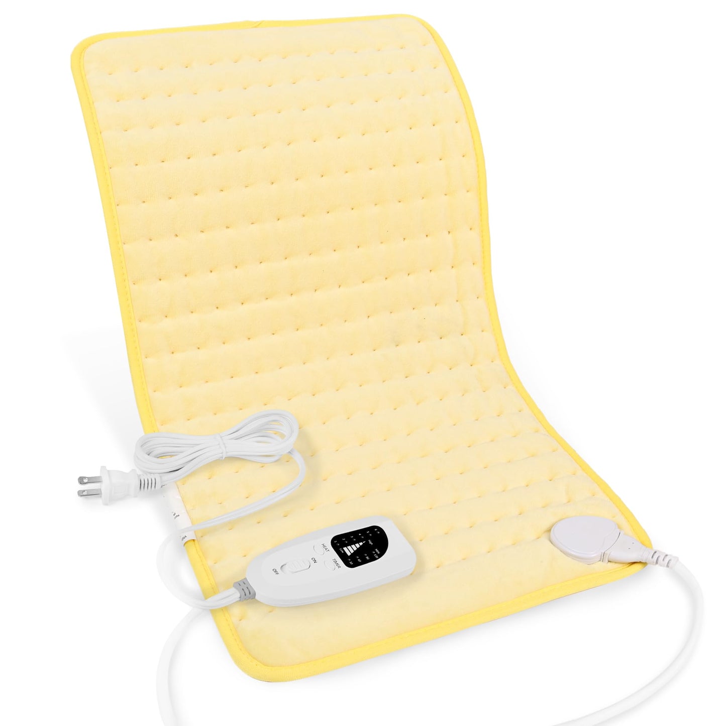 Deepsoon Heating Pad,Electric Heating Pads for Back,Neck,Abdomen,Moist Heating Pad for Shoulder,Knee,Arms,Legs,Dry/Moist Heat & Auto Shut Off,Christmas Gifts for Men and Women,Light Yellow,24x12 Inch