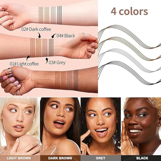 Eyebrow Pencil,Waterproof Brow Pen with Micro-Fork Tip,Smudgeproof Long Lasting Fine Sketch Microblading Pen，Natural Looking Eye Makeup Eyebrow Pen-04#Natural black