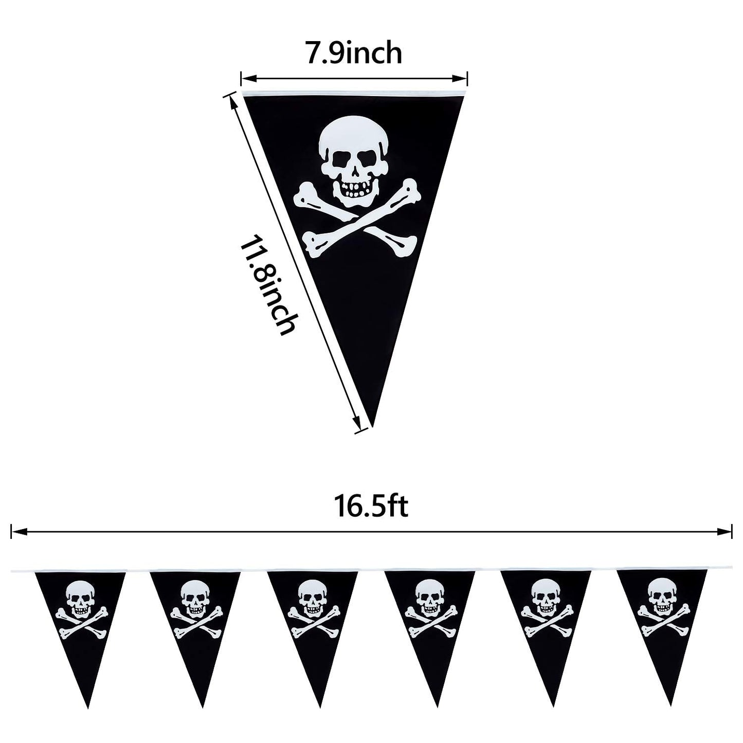 Tatuo 60 Pcs Pirate Banner Skull Halloween Pirate Flag Birthday Party Decorations Jolly Roger Ship Triangle Pennant Bunting Decor for Halloween Celebration Decor Outdoor Party Supplies