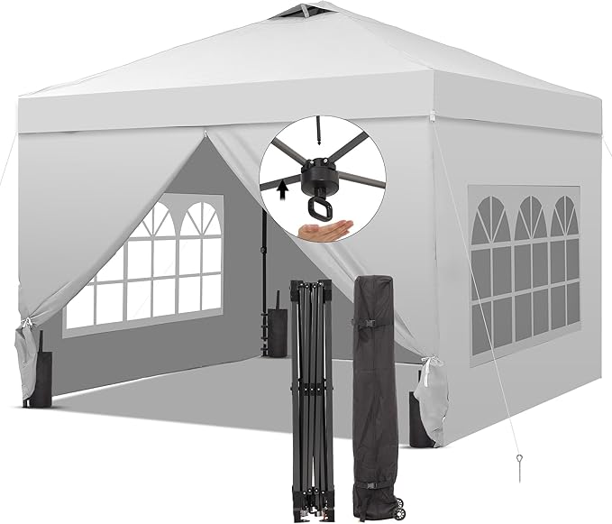 Saemoza 12x12 Pop Up Canopy Tent with One Push Setup, Portable Sun Shade Tent, Instant Easy Up Canopy with 4-Sidewalls & W...