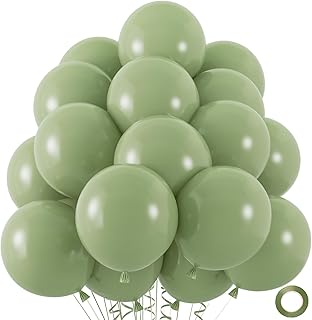50pcs Sage Green Balloons, 12inch Matte Boho Green Balloons for for Wedding Decor Safari Baby Shower Jungle Birthday Ballo...