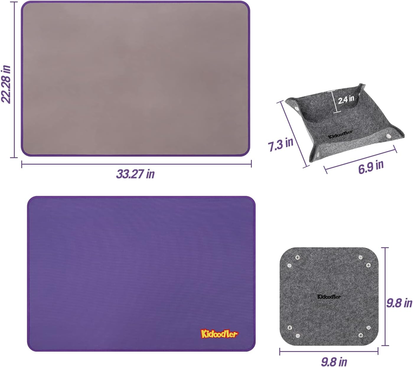 Kidoodler Jigsaw Puzzle Board with Cover & Sorting Trays | 33x22 Portable Puzzle Mat for 1000 pcs with 4 Foldable Sorting Trays | 4mm Reinforced Hardboard | Non-Slip Surface | Purple