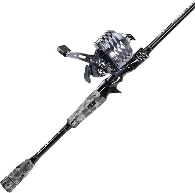 Sougayilang Spincast Reel and 2-Piece Fishing Rod Combo, Durable Fishing Rod with EVA Handle, Anti-Reverse Reel with Pre-S...