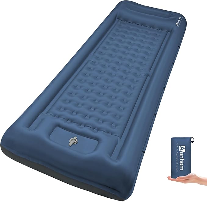 Aonhom Camping Sleeping Pad, 5" Ultralight Inflatable Sleeping Mat with Pillow, Built-in Foot Pump Inflatable Sleeping Pad...