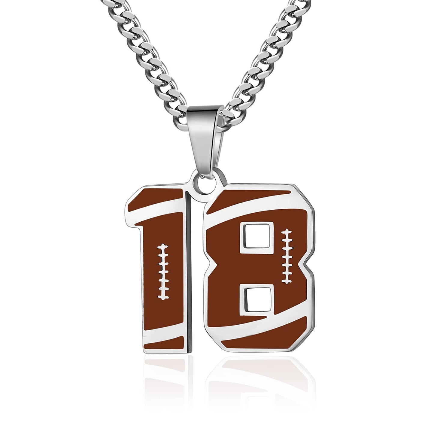 ZRAY Men's Silver Stainless Steel Football Jersey Number Chain - 22+2inch Pendant - Inspirational Gift