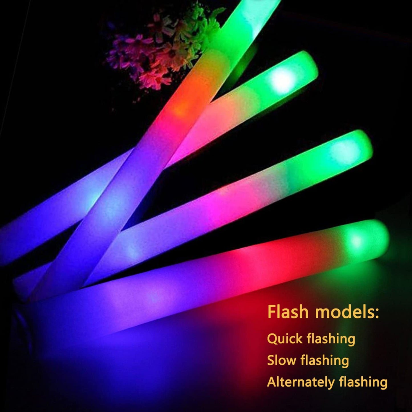 ColorHome Glow Sticks Bulk-12 Pcs Light up Foam Sticks with 3 Modes Colorful Flashing Effect, Led Lights Glow in The Dark Party Supplies for Wedding Concert Raves Halloween Christmas