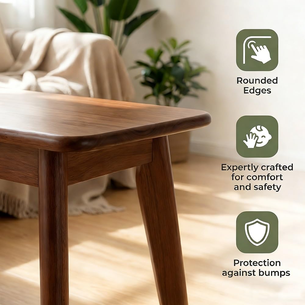 Solid Wood Farmhouse Bench 31.5"/39.4"/47.2"/55.1"/59" Skinny Bench Rustic Long Entryway Bench, Heavy Duty, Durable ＆ Easy Assembly, For Hallway, Kitchen, Bedroom, Dining(Walnut,55.1"x11.8"x17.7")