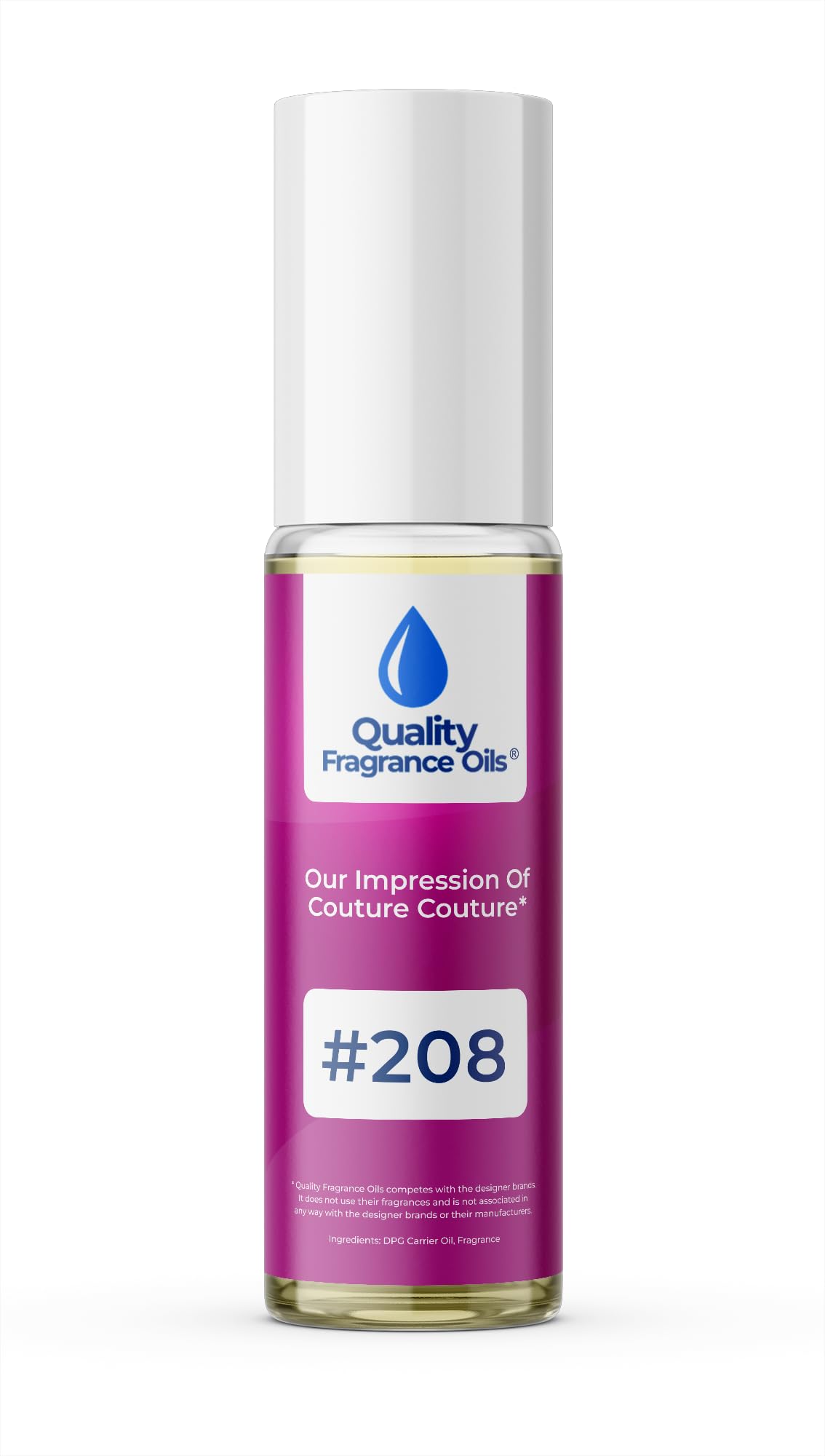 Quality Fragrance Oils' Couture Couture Impression #208 | Long-Lasting Perfume Oil, Alcohol-Free, Strong Scent, 10ml Roll-On | Affordable Alternative to Designer Fragrances