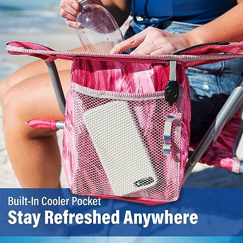Portable Beach Chair for Adults - Kijaro Journey Print Beach Folding Chair, Steel Frame Foldable Beach Chair, High Beach C...