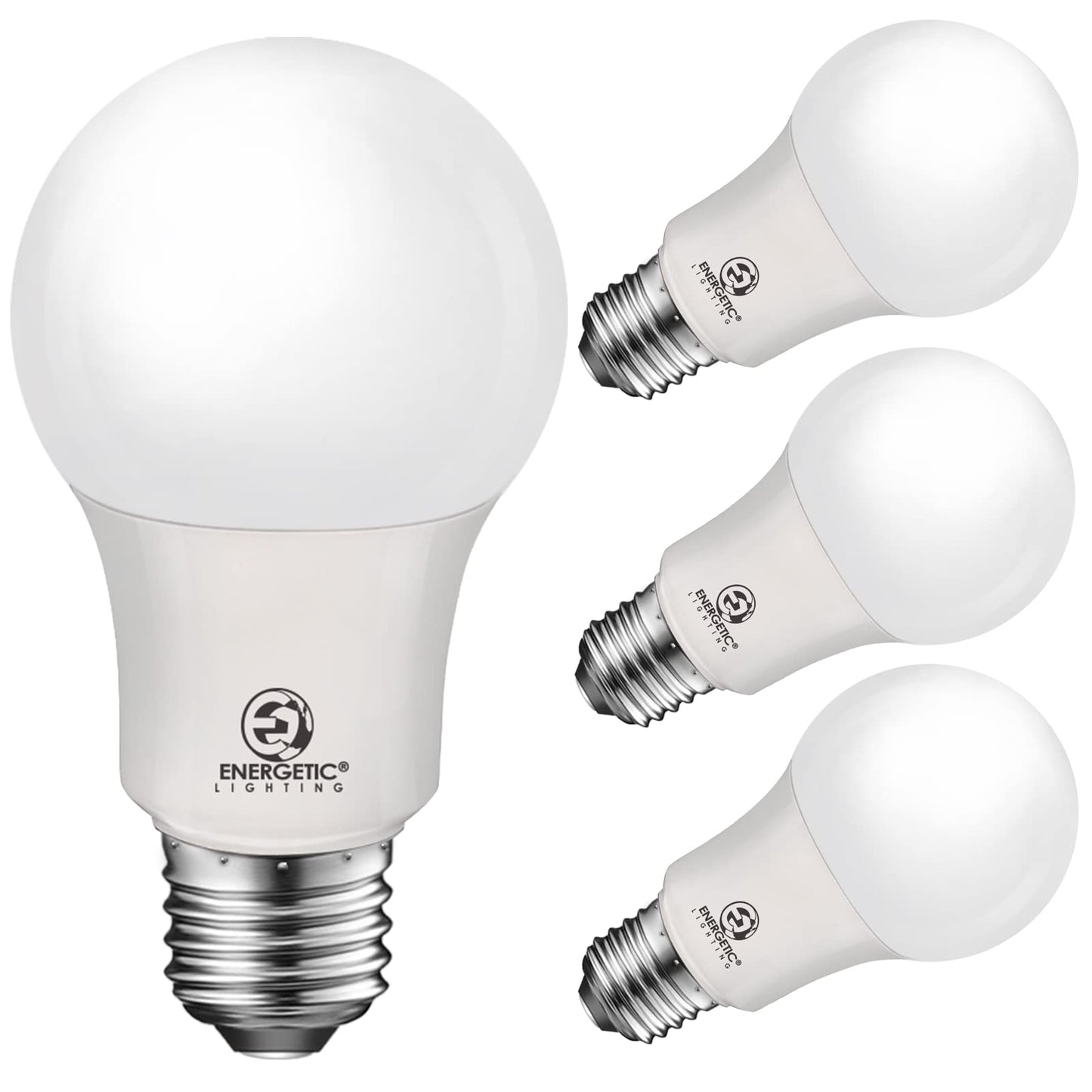 Energetic 60W Equivalent, A19 LED Light Bulb, 3000K Warm White, E26 Medium Base, Non-Dimmable LED Light Bulb, 8W 760LM, ETL Listed, 4 Pack