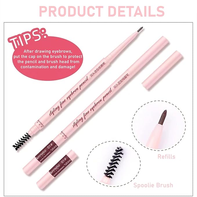 Black Eyebrow Pencil,1Pack Micro Brow Pencil Waterproof Smudgeproof,Ultra-Precise Tip Long-Lasting Eyebrow Pencils for Women Natural Looking Eyebrows,Built-In Spoolie Brush,06 Natural Black.