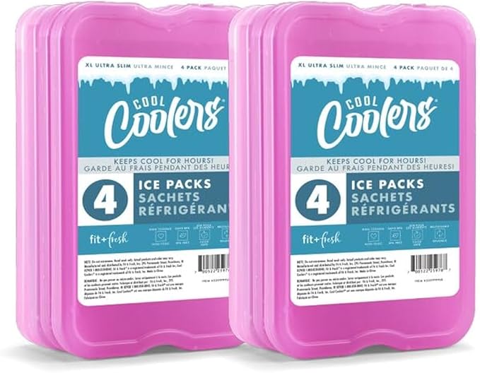 Cool Coolers by Fit + Fresh, Reusable & Long-Lasting XL Slim Ice Packs, Cold Packs for Lunch Boxes, Ice Packs for Lunch Ba...