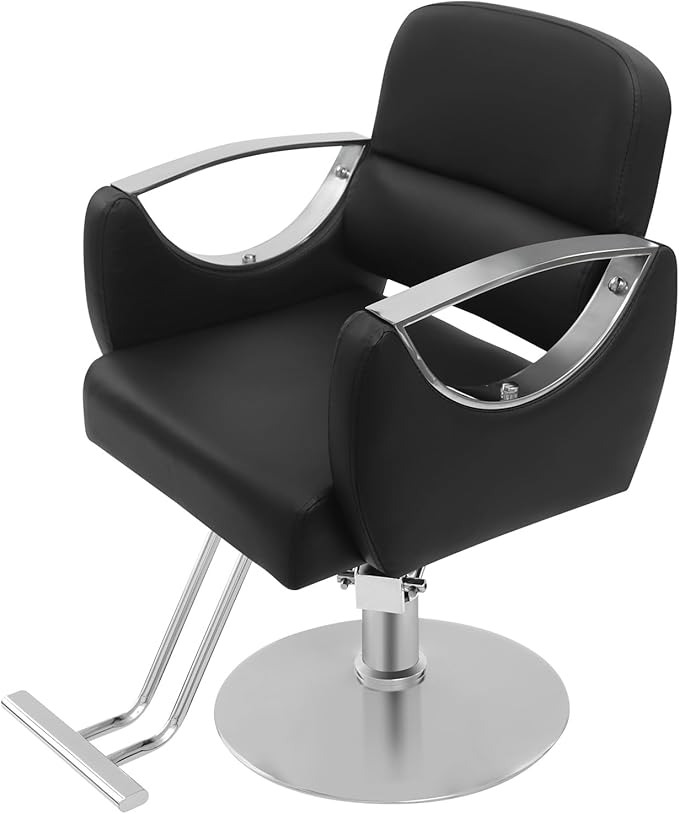 Barber Salon Chair, Salon Chairs for Hair Stylist,hair Chair with Heavy Duty Hydraulic Pump & Footrest, 360 Degrees Rolling Swivel Spa Beauty Equipment for Hair Stylist Women Man, 440 Lbs (Black)