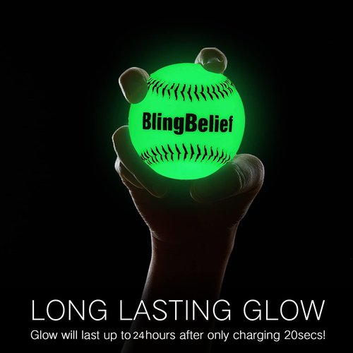 blingbelief Super Bright Glow in The Dark Baseball, LED Charging Light Up Luminous Baseball, Official Size and Weight Baseballs with Carrying Bag-Carrying Bag,Baseballsx3