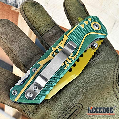 KCCEDGE BEST CUTLERY SOURCE Pocket Knife Camping Accessories Survival Kit 8" Folding Knife 3cr13 Stainless Steel Blade Tac...