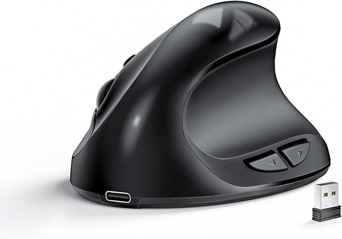Lekvey Ergonomic Mouse, Vertical Wireless Mouse for Small/Medium Hands, Rechargeable with USB Receiver, 3 DPI for Comfort,...