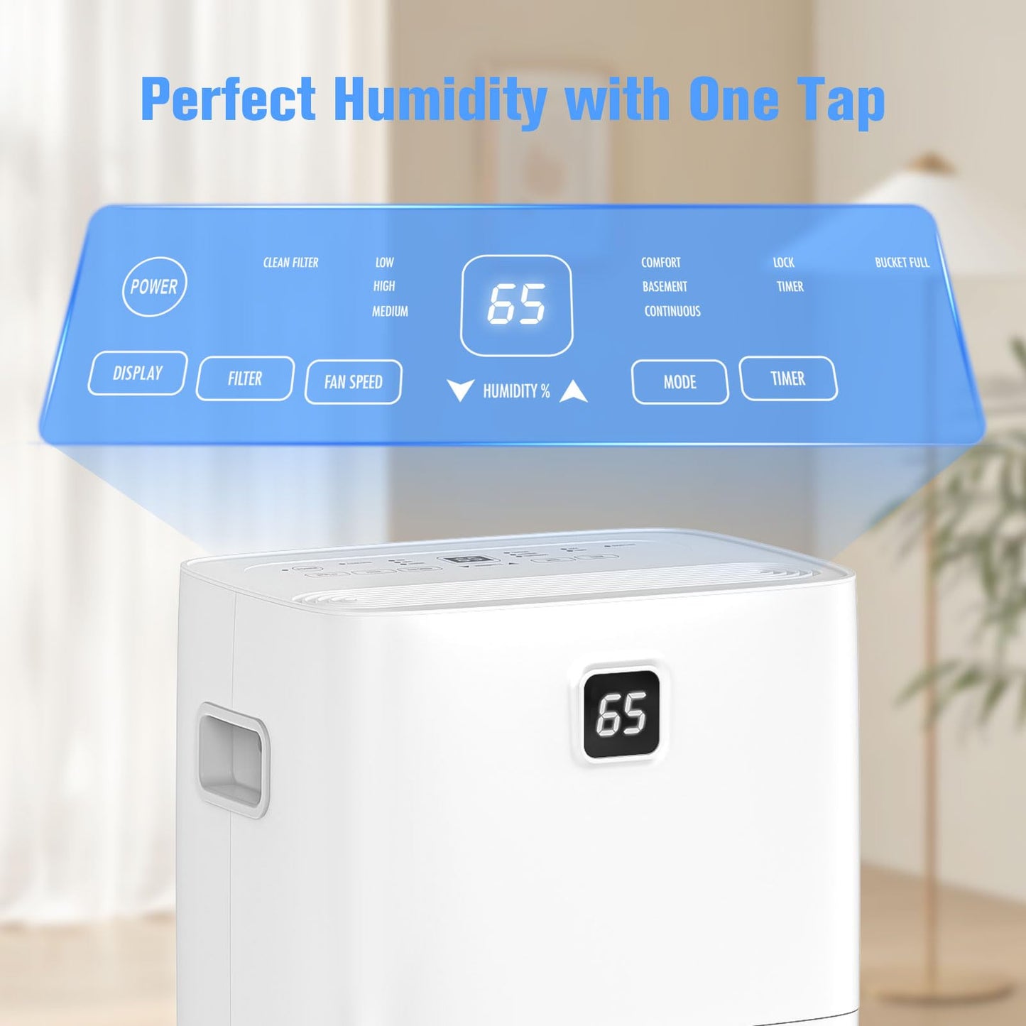 Aqukesu 80 Pint Dehumidifier - Up to 5,000 Sq Ft, for Basement, Bedroom, Bathroom, Living Room, Home, Garage | 3 Fan Speeds, Smart Humidity Control, Auto Drain, Easy Move Wheels