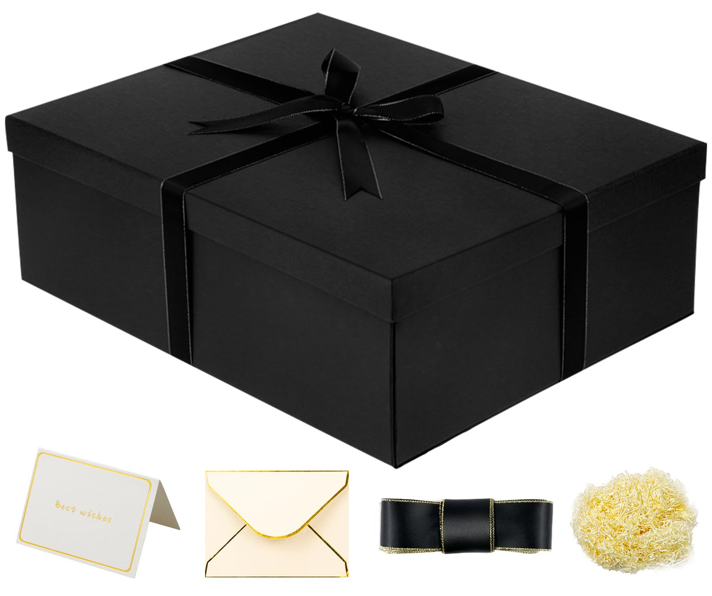YINUOYOUJIA Large Gift Box 16.5x13x5.5 inches,Black Boxes for Presents,Birthday,Valentine's Day,Mother's Day,Christmas,Anniversary