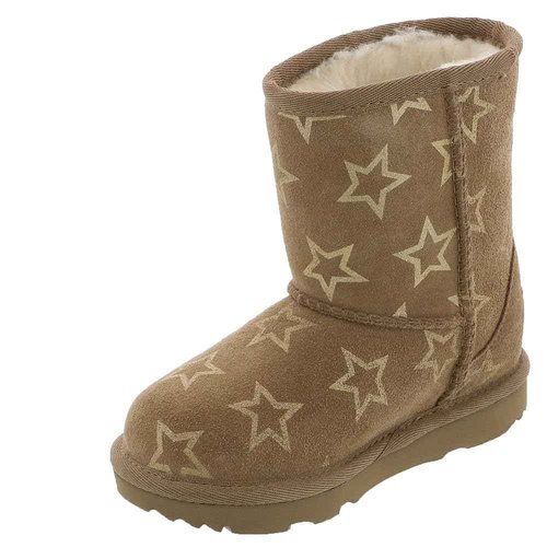 UGG Kids T Classic II Stars Fashion Boot, Chestnut/Gold Iridescent, 6 US Unisex Toddler