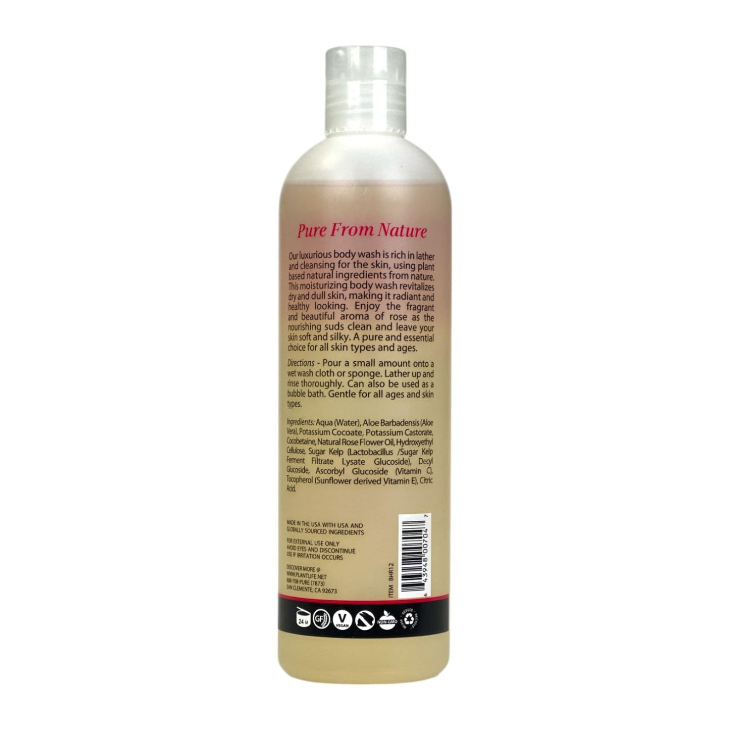 Plantlife Himalayan Rose Body Wash - GMO and Gluten Free Gentle and Moisturizing Body Wash That Contains Only Ingredients Straig
