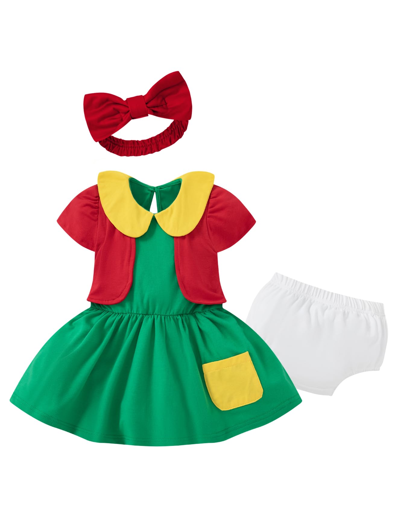 Fairy Sassy Baby Toddler Girl Dress with Bloomer Short Halloween Movie Costume with Diaper Cover (Green,18-24 Months)