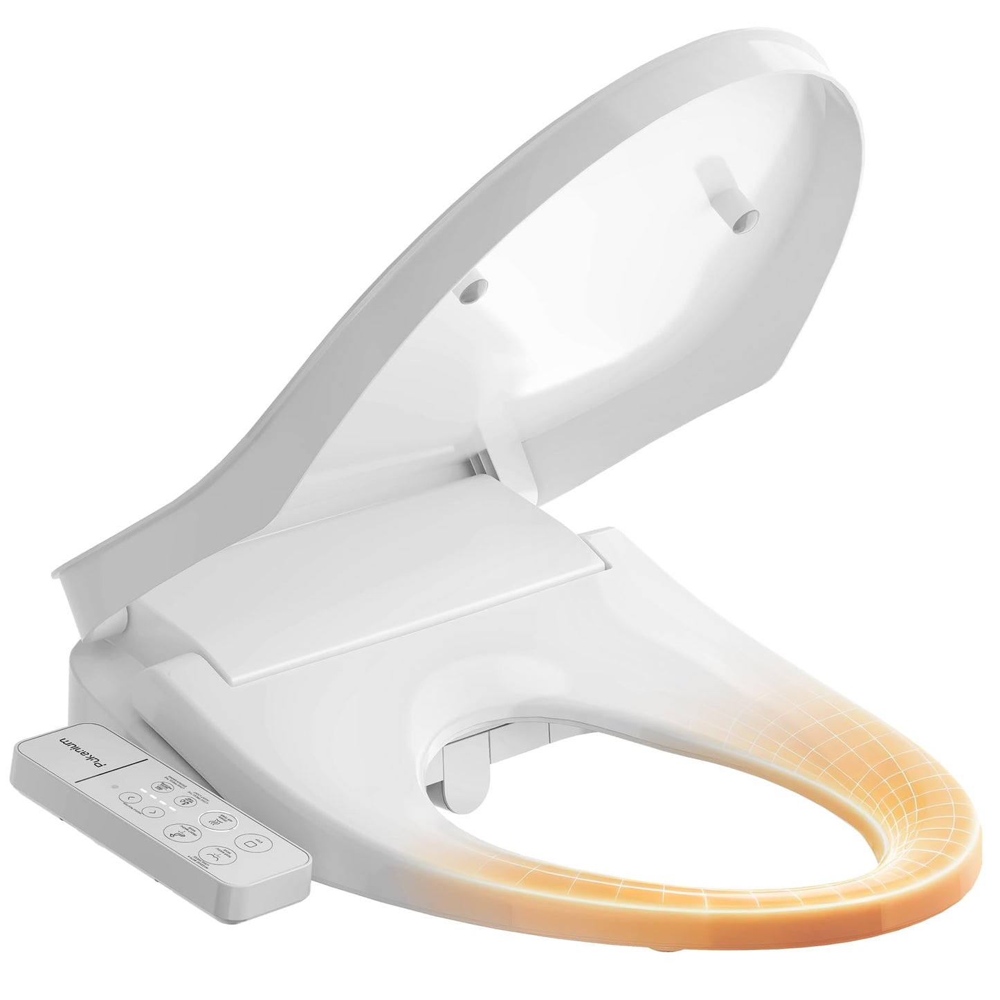 PUKANIUM Heated Smart Toilet Seat with Feminine Wash & Dryer, Elongated Bidet with Adjustable Water Temperature, Pressure & Nozzle Position, Easy Installation & Soft-Close Lid for Modern Bathrooms