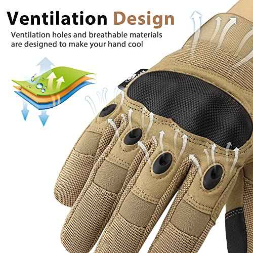 Mossy Oak Tactical Gloves for Men, Touch Screen Airsoft Gloves with Hard Knuckle for Hunting, Paintball, Hiking, Camping