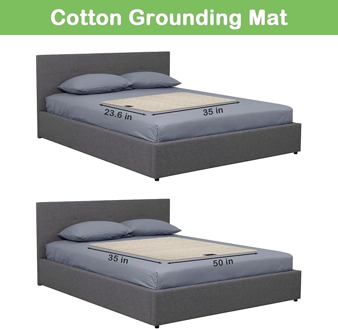 Grounding Mat, 24x35 Inch, Cotton Grounding Pad with Silver Fiber, Grounding Mat for Feet, Improves Sleep Wellness, Beige