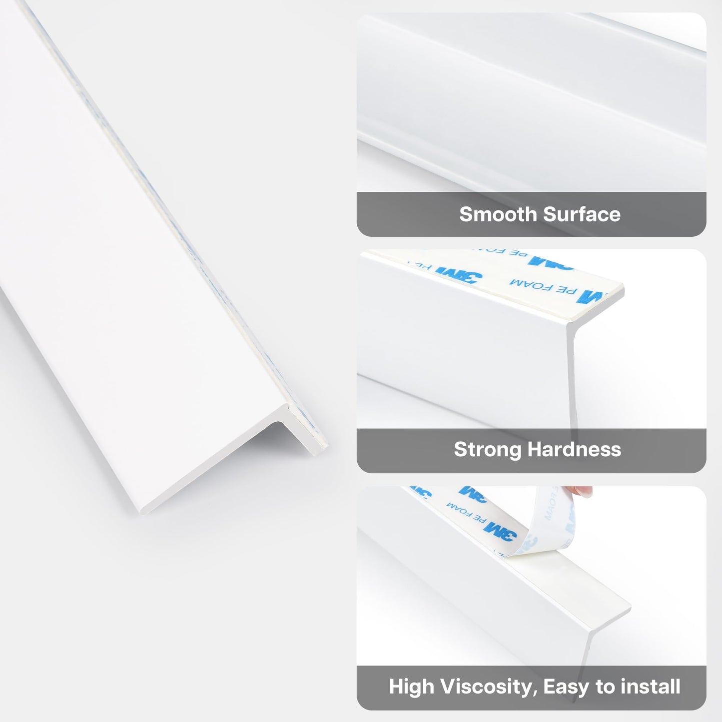 LazBlinds Light Blockers, Suitable for Roller Shades, Zebra Blinds, and Blinds Side Edge Light Blockers, Easy to Install and Cuttable Blocking Panels, White, 58", 2Pcs