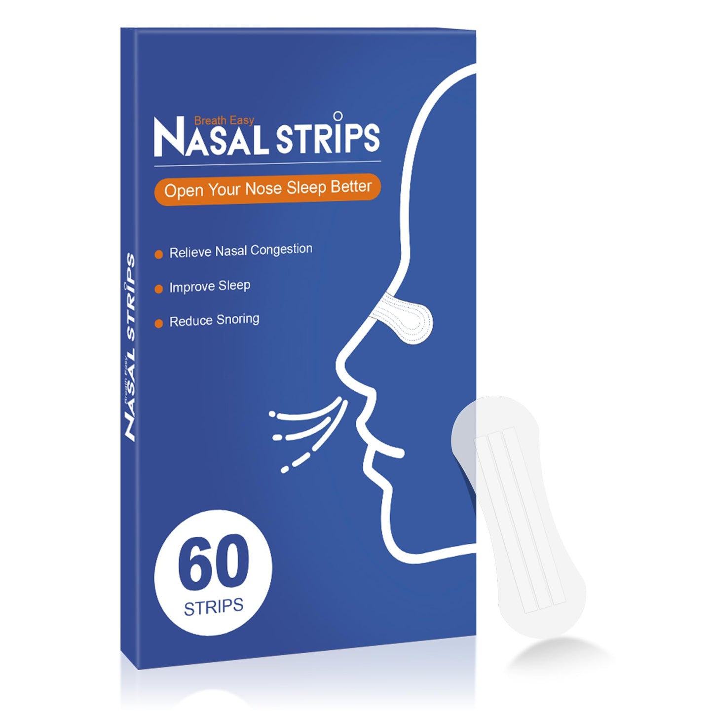 60Pcs Nasal Strips for Snoring, Nose Strips for Breathing, Snore Strips for Men & Women, Helps Reduce Snoring & Improves Sleep (Clear)