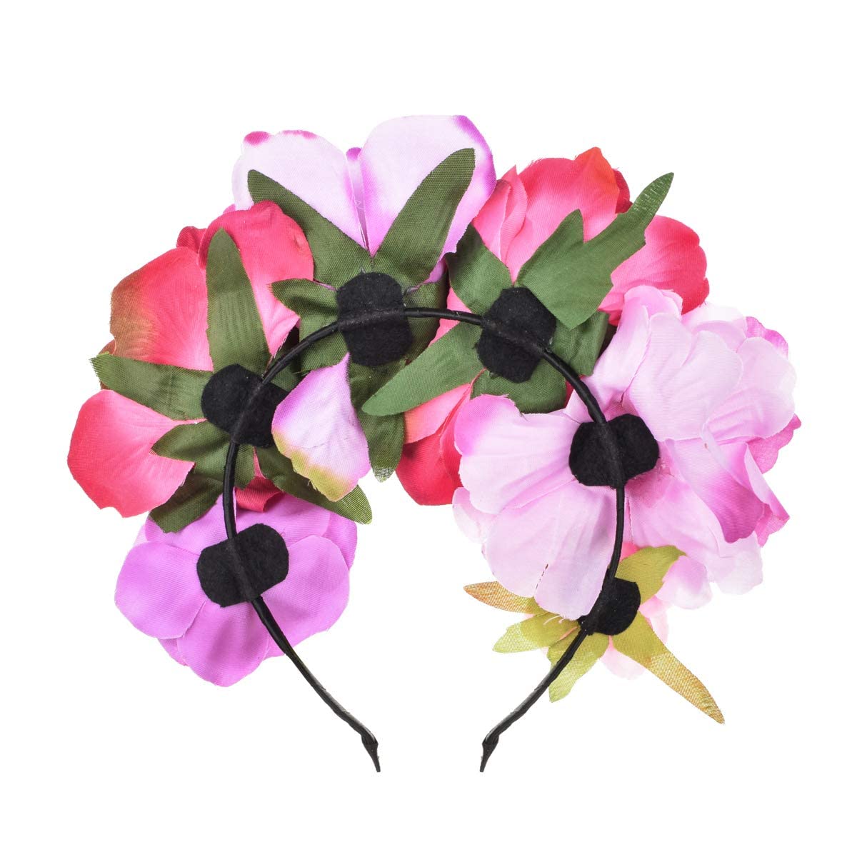 DreamLily Rose Flower Crown Headband Halloween Cinco De Mayo Party Costume Headpiece NC26 (Fuchsia)