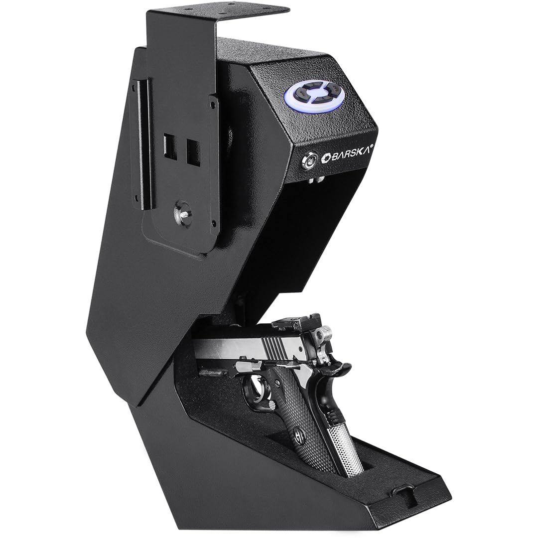 Barska AX13094 Quick Access Keypad Handgun Desk Safe, Black, Exterior Dimensions: 3" x 7.5" x 13.5" (LxWxH)