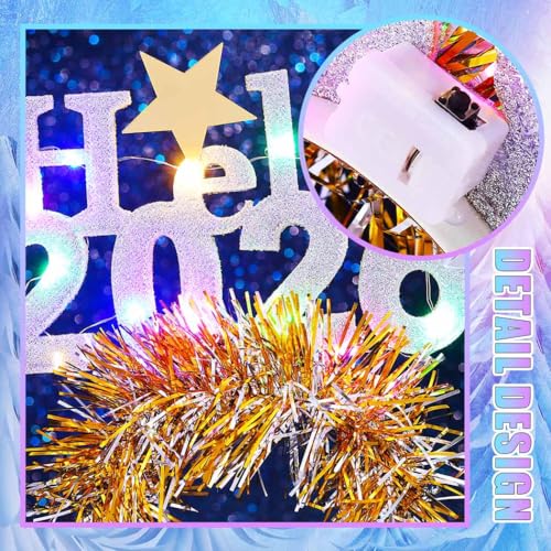 Zoestar Light Up 2026 Headband LED New Year Headbands Glow NYE Party Hair Accessories for Women (1 Silver)