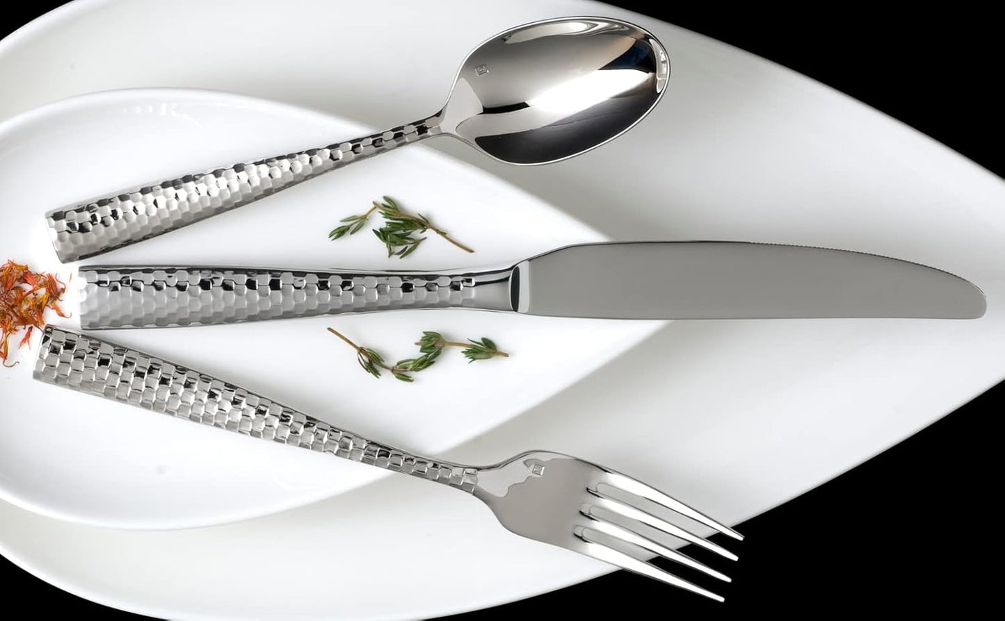 FORTESSA Lucca 18/10 Stainless Steel Flatware, 20 Piece Place Setting With Table Knives, Forks and Spoons (Service For 4), Dishwasher Safe, Polished