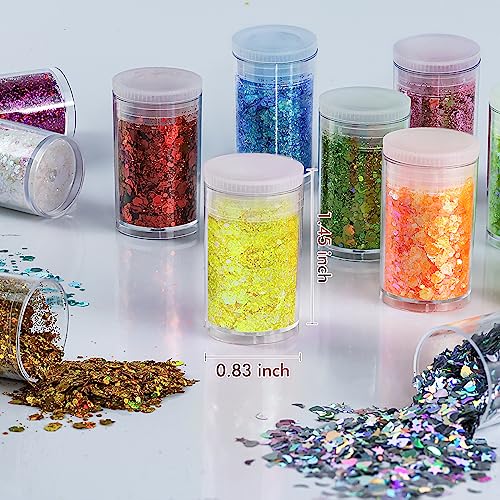 Holographic Chunky and Fine Glitter Mix, 45 Colors Craft Glitter for Epoxy Resin Arts, Iridescent Nail Glitter, Cosmetic E...