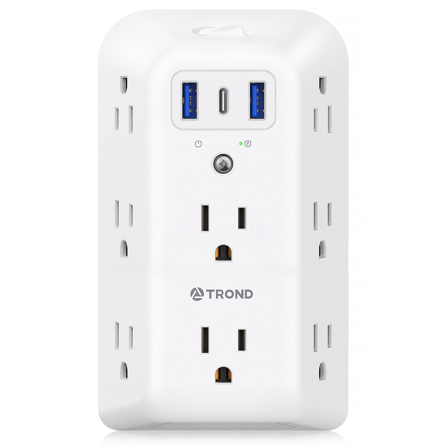 Trond Outlet Extender Surge Protector, 8 Outlet Splitter With 3 Usb Ports(1 Usb C), 1440J Electric Plug Multiplier, Multi Plug W